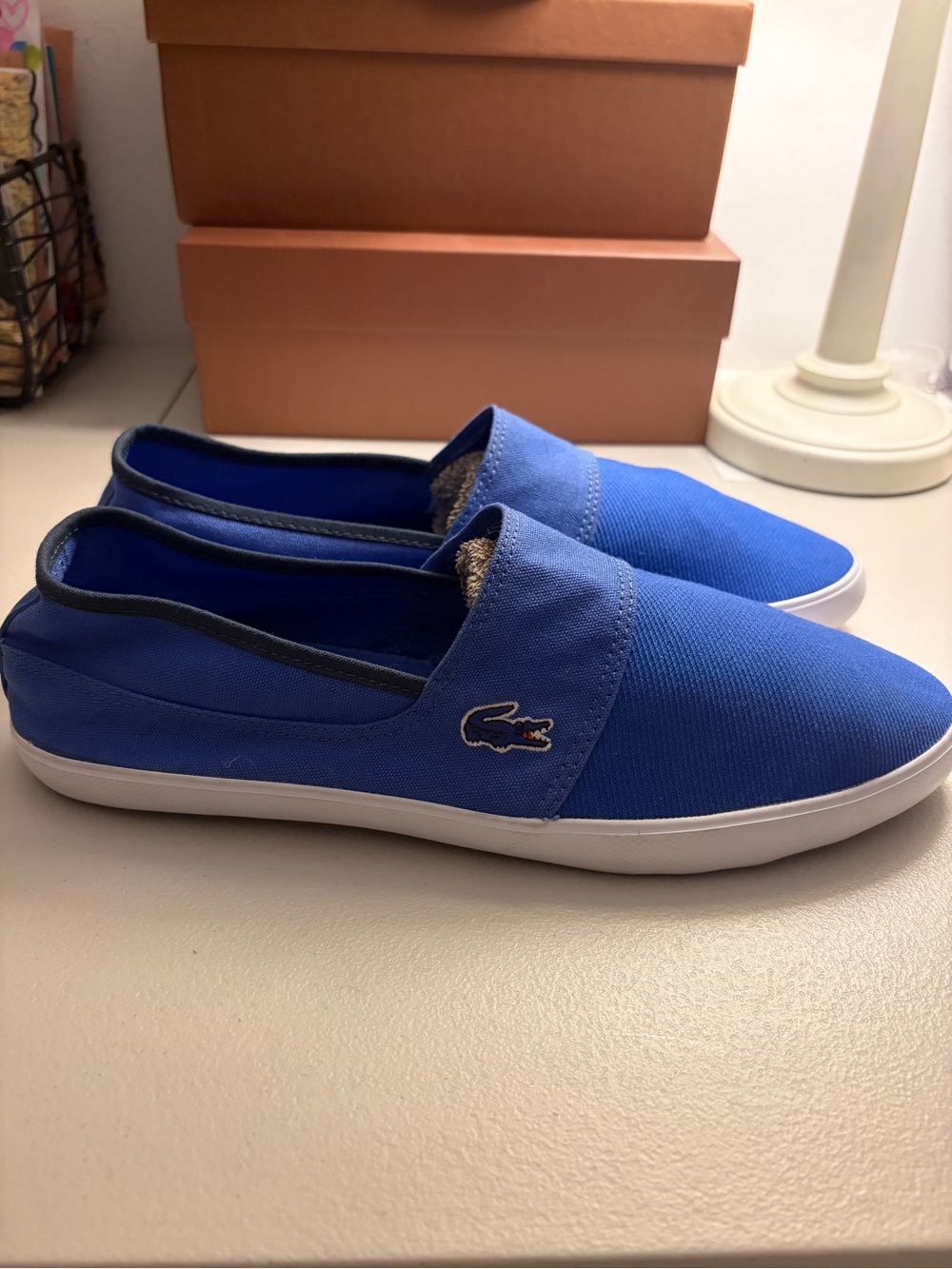 Lacoste Marice Men’s Blue Canvas Slip-On Sneakers Size 10.5 US EU 44